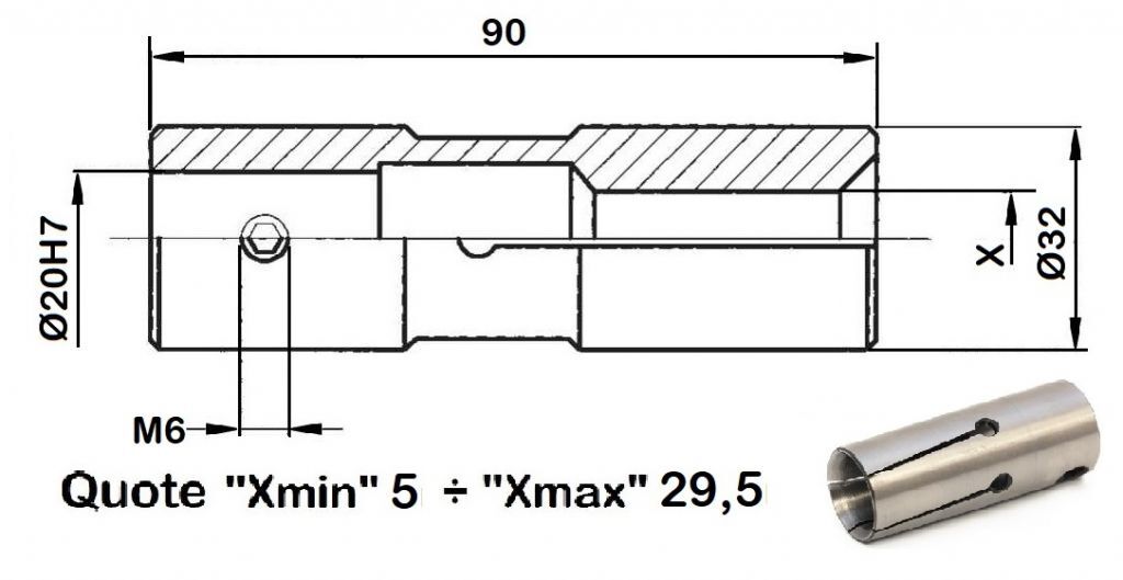 034232 Bar feed collets for bar loaders suitable for FMB - TRAUB - HAGENUK - IEMCA - ROBOBAR - LNS - SAMECA - MINISPRINT - MINITURBO-X5 ÷ X29,5
