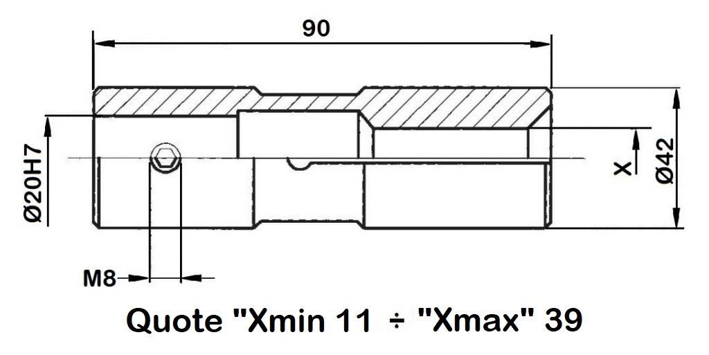 034.242 Pinza a cambio rapido per Caricatore FMB, TRAUB, HAGENUK, IEMCA, ROBOBAR, LNS, SAMECA, MINISPRINT - MINITURBO da Dia. 11 a Dia. 39mm - Diametro esterno 42mm