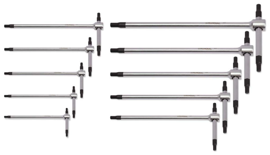 0344.399 SERIE 10 CHIAVI ESAGONO TRE TESTE CON ASTA SCORREVOLE MASCHIO ESAGONALI