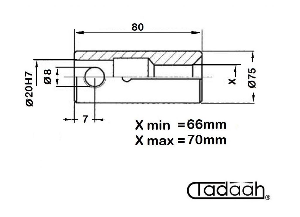 034.750 Pinza a cambio rapido per Caricatore Top Automazioni Ø20H7 - da Dia. 66 a Dia. 70mm - Diametro esterno 75mm