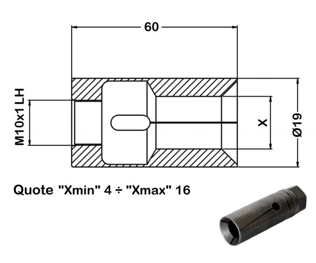 035190 Pinza per Caricatore Cucchi Pietro PB20 - M10x1 SX - ØEst.19mm