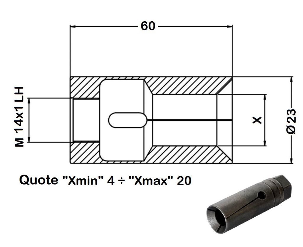 035230 Pinza per Caricatore Cucchi Pietro PB24 - M14x1 SX - ØEst. 23mm