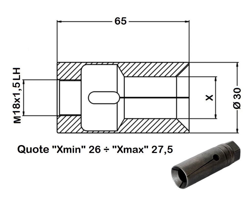 035300 Pinza per Caricatore Cucchi Pietro PB30 - M18x1,5SX - ØEst.30mm
