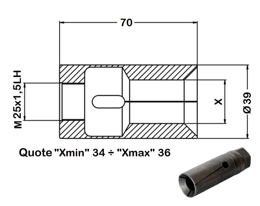 035390 Pinza per Caricatore Cucchi Pietro PB40 - M25x1,5 SX - ØEst. 39