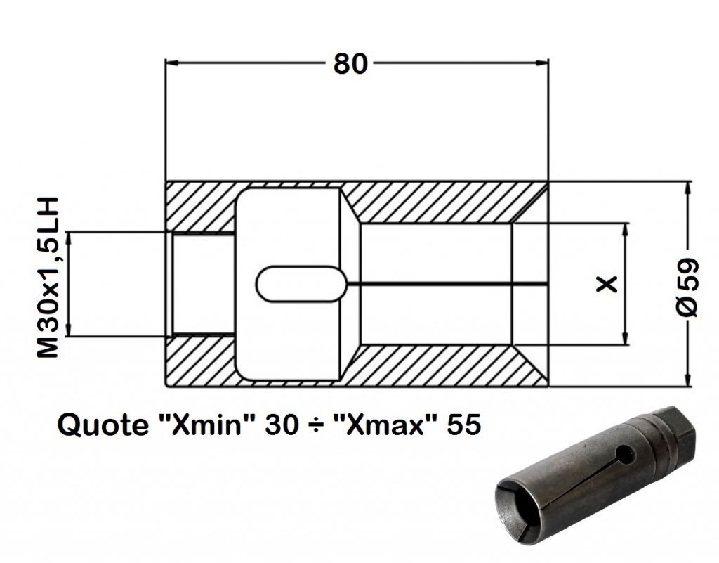035590 Spannhülse für Lademagazine für Cucchi Pietro PB60 M30x1,5LH