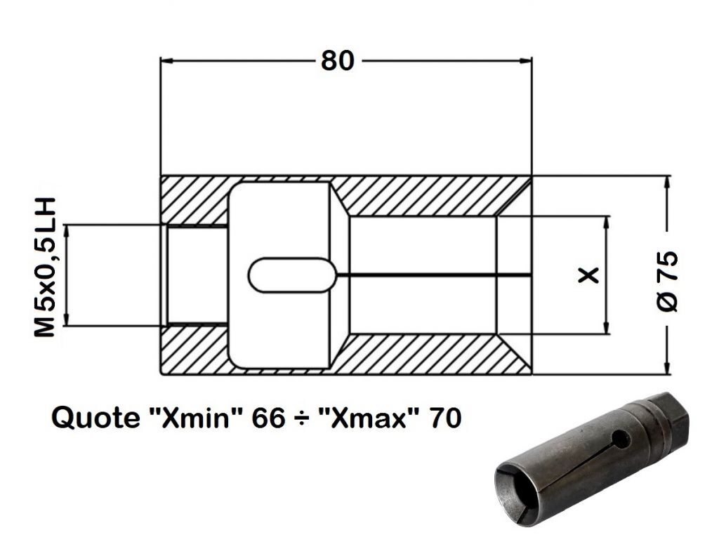 035750 Pinza per Caricatore Cucchi Pietro PB75 - M30x1,5 SX - ØEst. 75