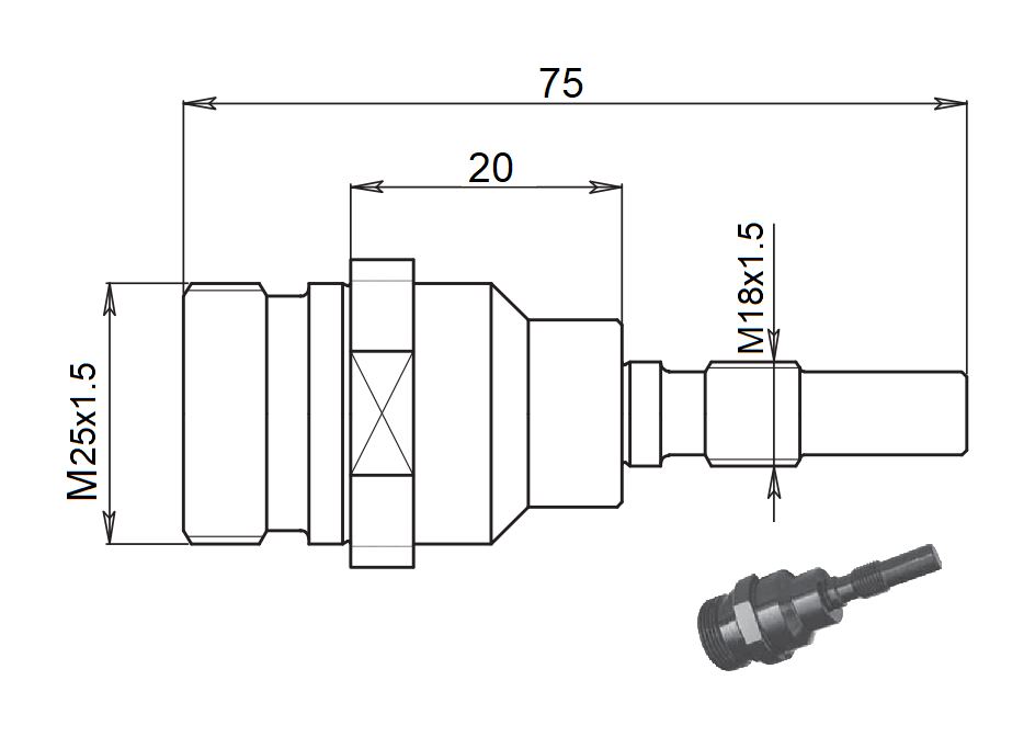 036.000D18 Niplex-Reduktion für Stangenlader-Magazine mit Gewinde M18x1.5/M25x1.5