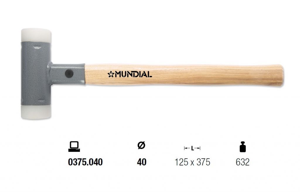 0375.040 MAZZUOLA ANTIRIMBALZO MUNDIAL Ø40 - Misure 125x375mm - Manico legno