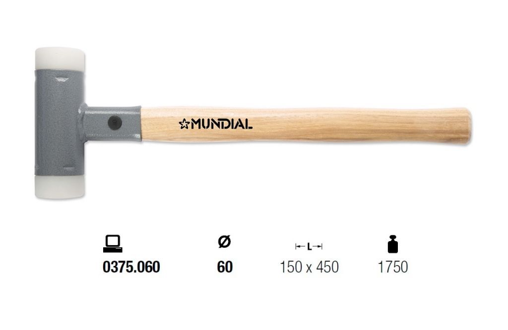 0375.060 MAZZUOLA ANTIRIMBALZO MUNDIAL Ø60 - Misure 150x450mm - Manico legno