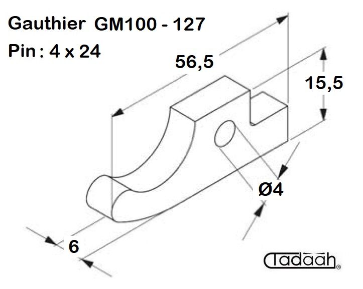 05.03.0111 Nasello per tornio GAUTHIER - GM 100/127 foro 4mm