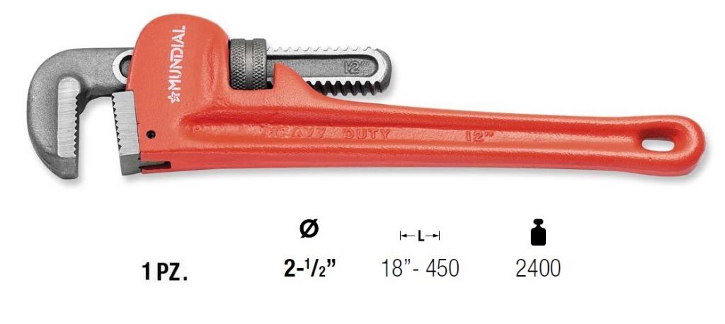 0504.045 GIRATUBO AMERICANO - acciaio chrom-vanadium finitura verniciata - Lunghezza 18”- 450