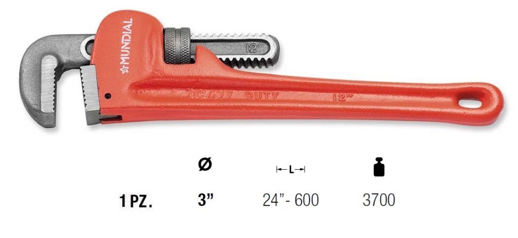 0504.060 GIRATUBO AMERICANO - acciaio chrom-vanadium finitura verniciata - Lunghezza 24”- 600 mm