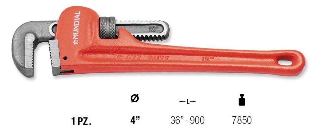 0504.090 GIRATUBO AMERICANO - acciaio chrom-vanadium finitura verniciata - Lunghezza 36”- 900 mm