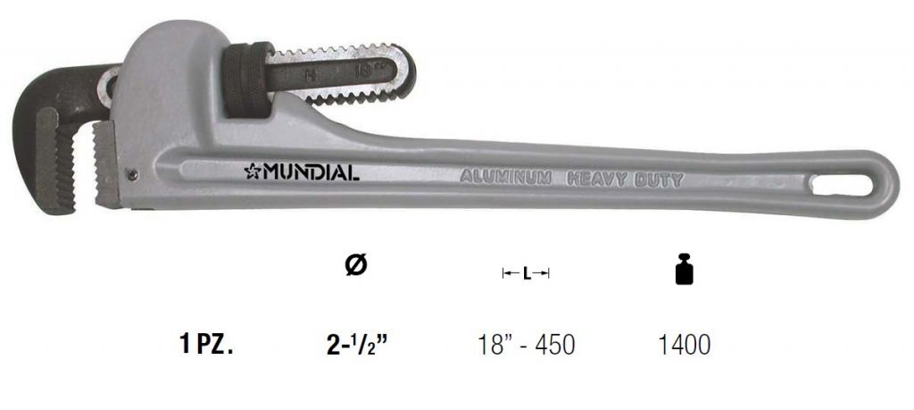 0504.118 GIRATUBO AMERICANO - alluminio - Lunghezza 18” - 450