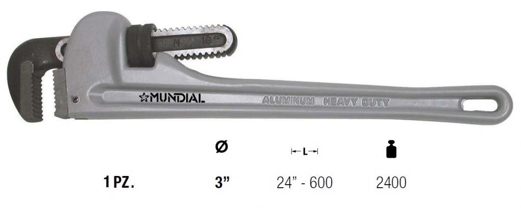 0504.124 GIRATUBO AMERICANO - alluminio - Lunghezza 24” - 600 mm
