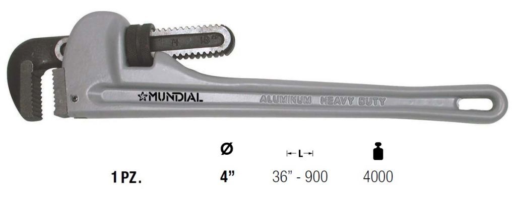 0504.136 GIRATUBO AMERICANO - alluminio - Lunghezza 36” - 900 mm