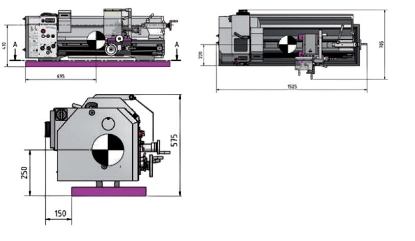 OPTIMUM 050OP7210 Lathe with Longitudinal and Cross Feed 400V, bar passage 38mm, Motor Power 1.5 kW, Center Height 158mm, Distance Between Centers 720mm - Model TU 3008 G