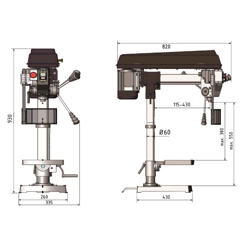 OPTIMUM 058OP9161 Standbohrmaschine Bohrungen max. Ø16 mm, 230 V, Modell RB 6T, 750W