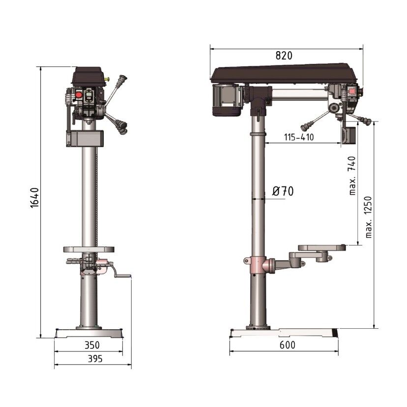 OPTIMUM 058OP9181 Säulenbohrmaschine für Holz, Plastik und Aluminium - Max. Bohrdurchmesser Ø16mm, 230 V, 750W, Modell RB 8S