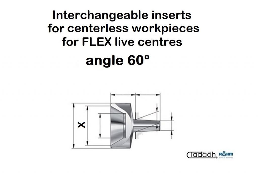  Auswechselbare Einsätze Röhm für zentrumslose Werkstücke für Mitlaufende Zentrierspitzen FLEX - 60°