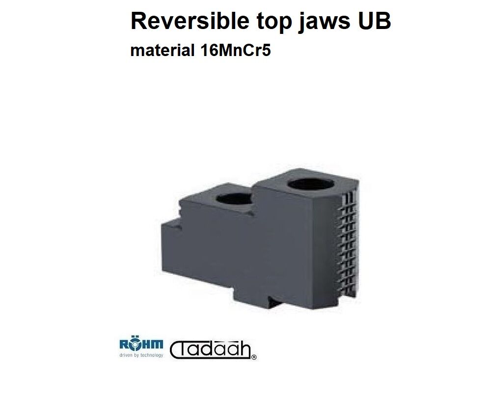 Set of 3 reversible jaws, with hardened tongue and groove, for internal and external clamping, for Röhm DURO-A RC power chuck