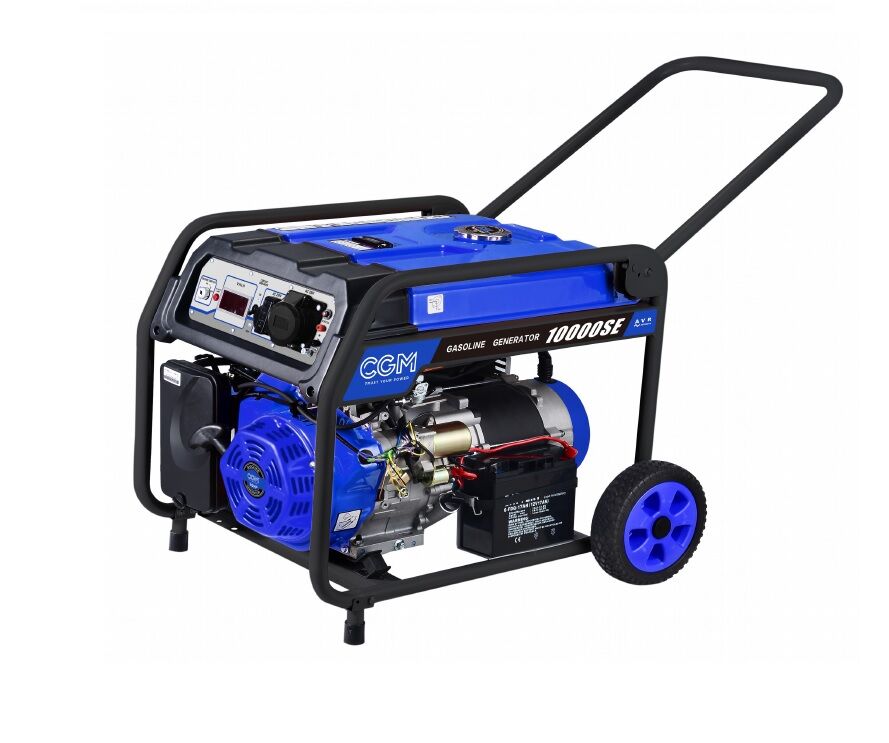 C.G.M 10000SE Portable petrol super power generator 9kW with handling trolley, single-phase 230V, Electric starter system and AVR voltage stabiliser