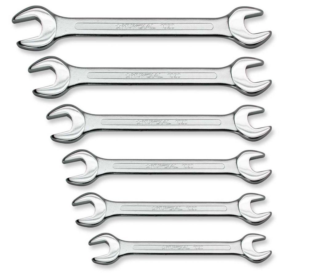 1021.060 SERIE 6 CHIAVI A FORCHETTA finitura cromata teste lucide - Scatola cartone, SET DOUBLE ENDED OPEN WRENCHES - box. 1021060