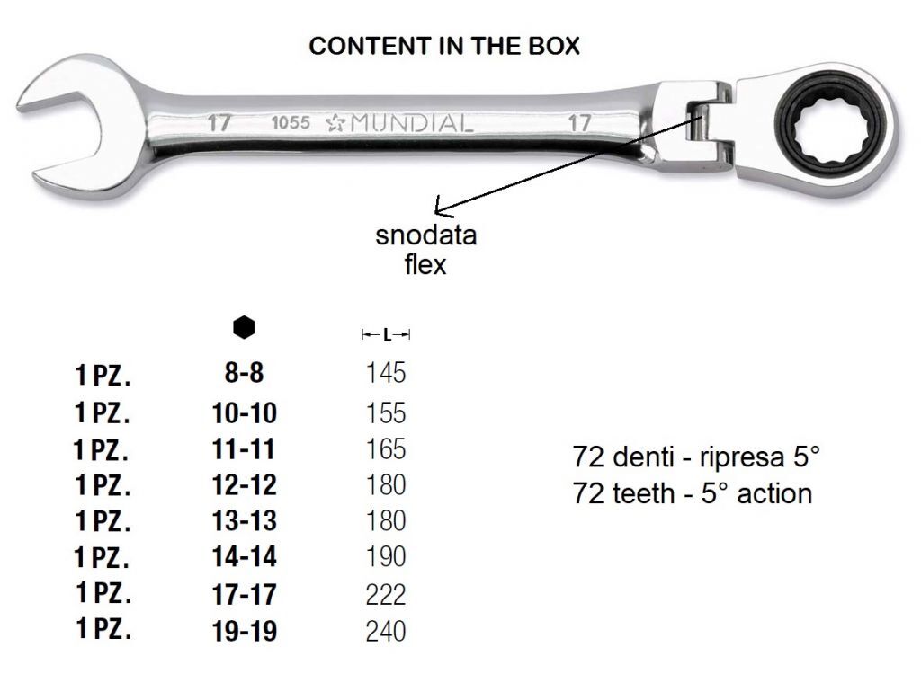 1056.080 SERIE 8 CHIAVI COMBINATE A CRICCHETTO SNODATE - scatola