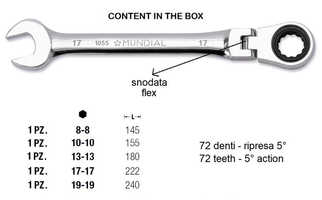 MUNDIAL 1056.905 SERIE 5 CHIAVI COMBINATE A CRICCHETTO SNODATE - Clip plastica