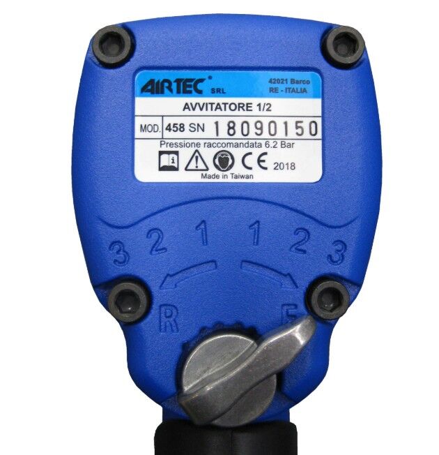 12102087 AIRTEC Avvitatore pneumatico ad impulsi con attacco 1/2" modello 458, con foro per ingrassaggio nell'albero, coppia massima 542Nm