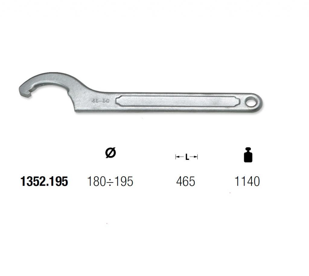 1352.195 CHIAVE A SETTORE FISSA MUNDIAL Ø180÷195 L=465 NASELLO QUADRO
