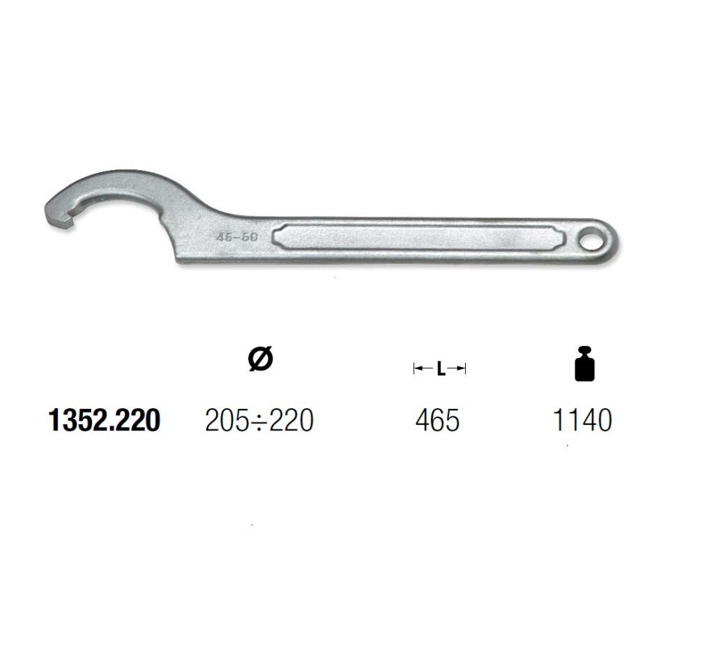 1352.220 CHIAVE A SETTORE FISSA MUNDIAL Ø205÷220 L=465 NASELLO QUADRO