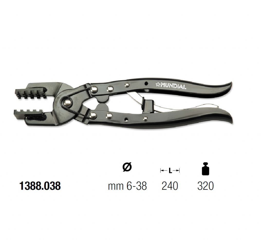 1388.038 PINZA FASCETTE - CON ARRESTO VARIE POSIZIONI - Ø6-38 mm - L=240