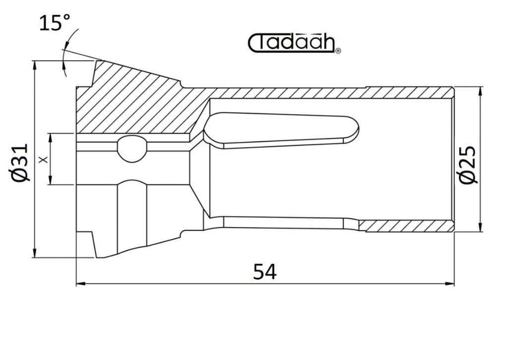 143E - F25-581 Pinza Stringibarra TONDA a compressione DIN 6343 per Index DG12