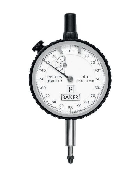 RUPAC 2550017 BAKER K17S Micromet Plus Dial Indicator, 8 jewels, DIN 878, 1 mm range, 0.001 mm resolution, bezel Ø57.4