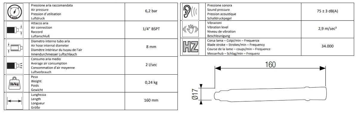 15100000 AIRTEC Penna marcatrice pneumatica modello 900, con punta al carburo di tungsteno