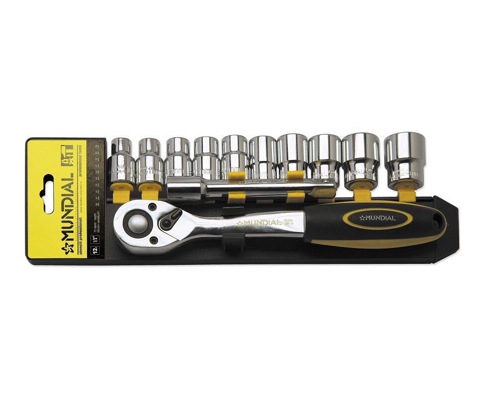 1542.010 SERIE 12 CHIAVI A BUSSOLA 1/2” + CRICCHETTO + PROLUNGA - mm10÷24