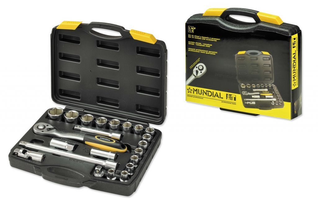 MUNDIAL 1548.010 Valigetta 22 bussole professionali da 1/2" da 10 a 32 mm