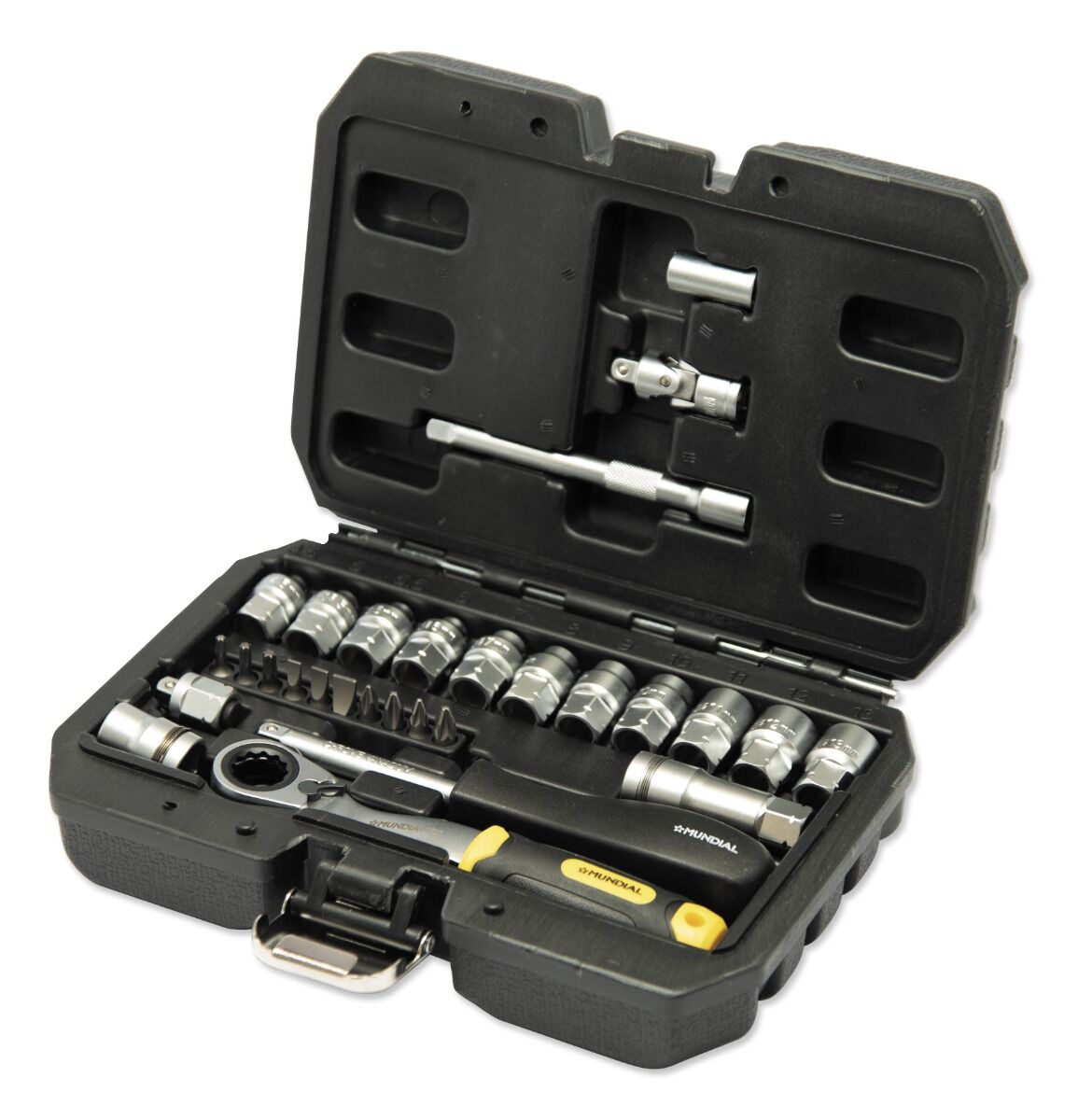 MUNDIAL 1559.014 Valigetta 29 bussole - 1/4” ribassate - con foro passante profilo multiuso
