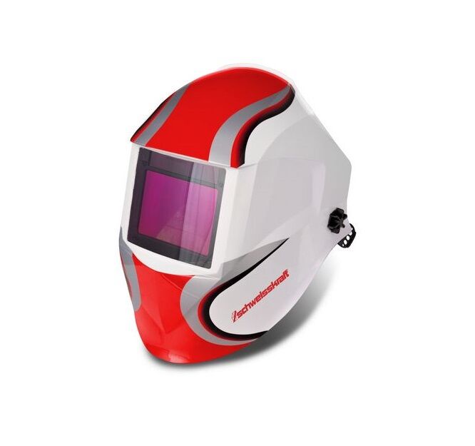 SCHWEISSKRAFT 1654025-2 Casco per processi di saldatura MIG-MAC, TIG e smerigliatura con visiera autoscurante, color Rosso