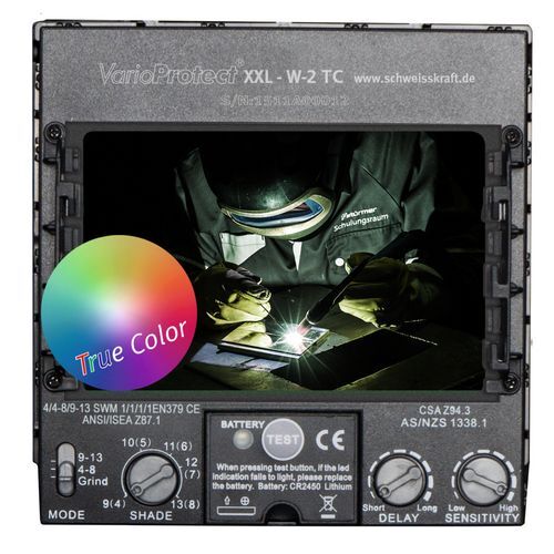 SCHWEISSKRAFT 1654025-2 Casco per processi di saldatura MIG-MAC, TIG e smerigliatura con visiera autoscurante, color Rosso