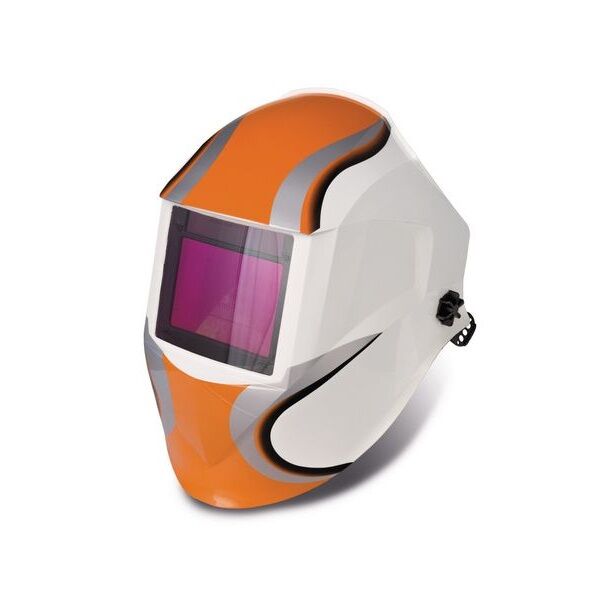 SCHWEISSKRAFT 1654025-3 Automatik-Schweißschutzhelm für MIG-MAC, WIG-Schweißen und Schleifen mit selbstverdunkelndem Visier, Farbe Orange