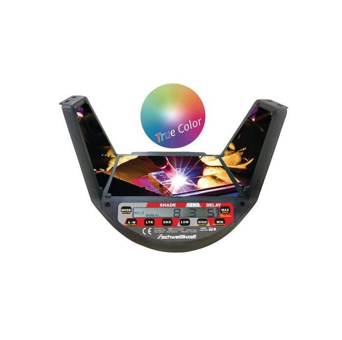 SCHWEISSKRAFT 1654040 Casco per la saldatura MIG-MAC, TIG e smerigliatura ad uso professionale, visiera autoscurante campo visivo 180°