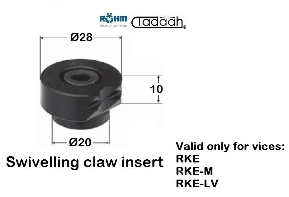 165854 Swivelling claw inserts for vices Röhm series RKE, RKE-M, RKE-LV, for carrier jaws, size 92mm/125mm