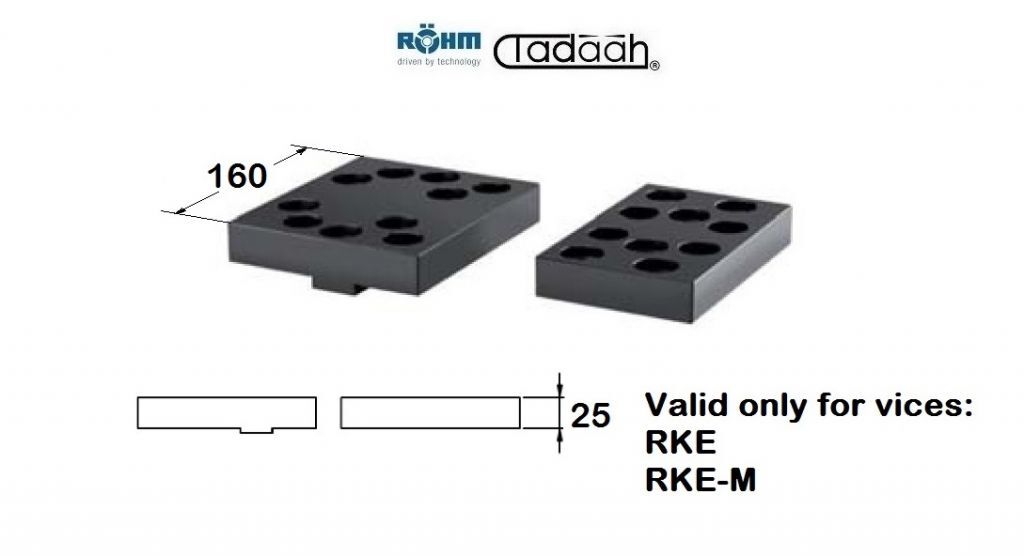 166218 Set di ganasce  TB per morsa Rohm serie RKE, RKE-M, ganasce portanti senza inserto girevole, misura 160mm/200mm