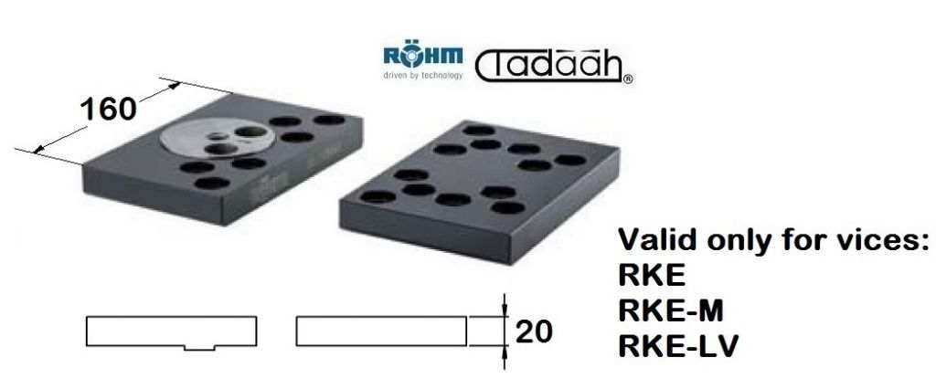 ROEHM 165861 Set di ganasce per morsa Rohm serie RKE, RKE-M e RKE-LV senza inserti - Misura: 125mm