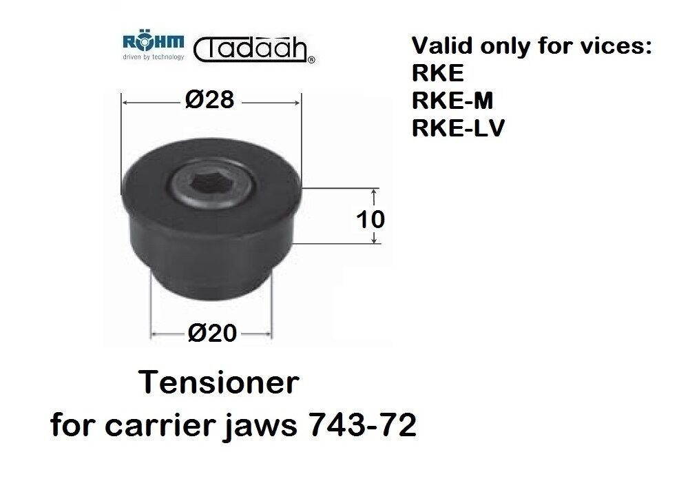 Spannrolle für Trägerbackeni 92/125mm, für Schraubstoecke Roehm serie RKE, RKE-M, RKE-LV
