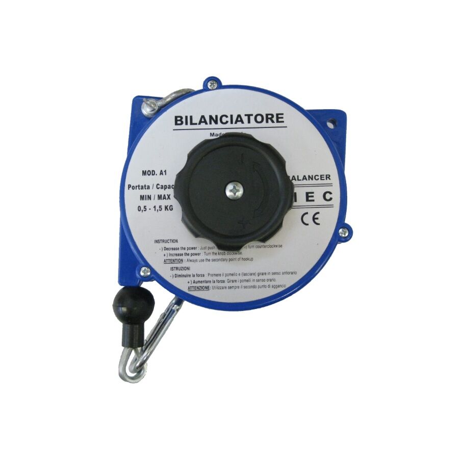17100015 AIRTEC Bilanciatore pneumatico 0.5 - 1.5 Kg con cavo in nylon modello AC 30, corsa del cavo 1600mm, per la regolazione del carico della molla con comando esterno