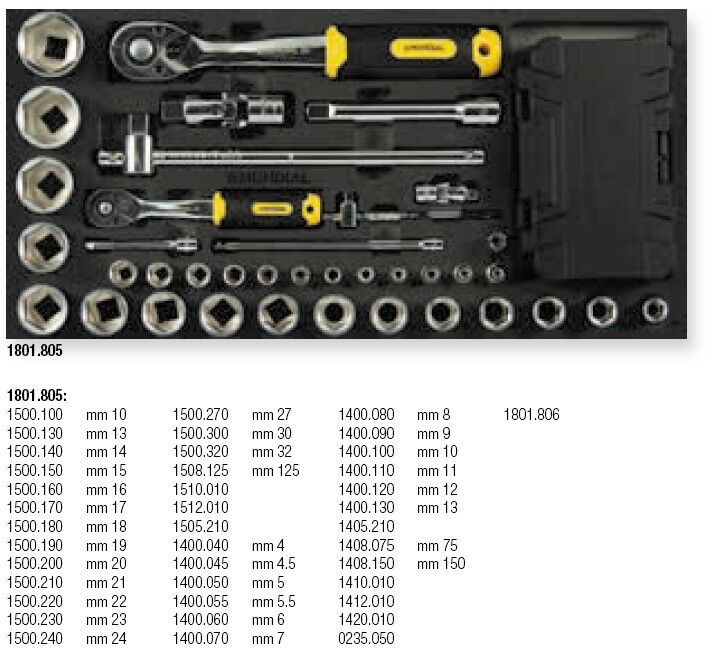 MUNDIAL 1801.030 Cassettiera portatile porta attrezzi - 135 utensili - 3 cassetti - Misure 510x263x350mm