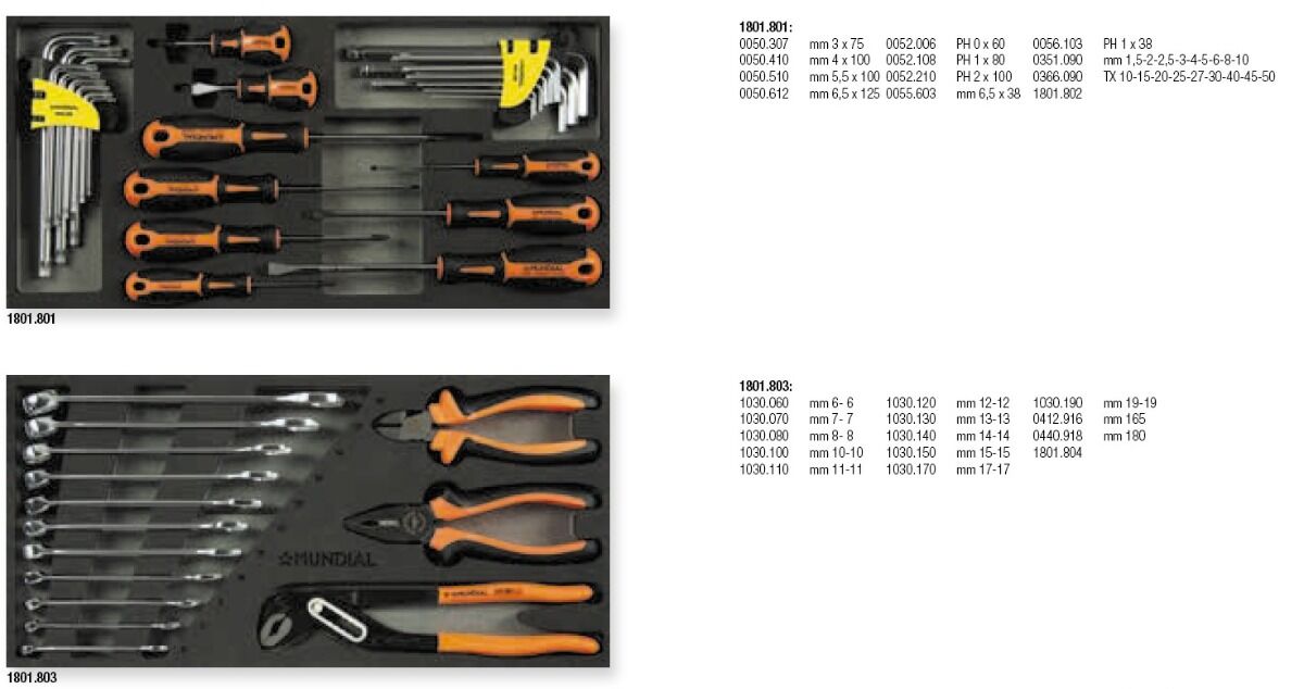 MUNDIAL 1801.030 Cassettiera portatile porta attrezzi - 135 utensili - 3 cassetti - Misure 510x263x350mm